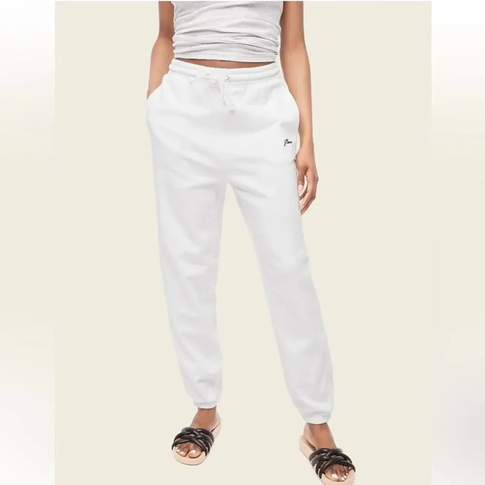 J. Crew NWT University Cotton Terry Sweatpants w/ Crew Script Logo White L